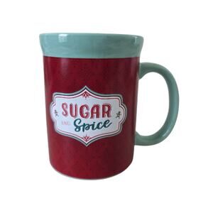 DesignPac Sugar and Spice Holiday Mug Red Green Ceramic Coffee Cup